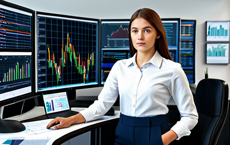 Data-Driven Insight**

"A financial analyst in a modern office, surrounded by data visualizations and stock charts, focused expression, fully clothed in appropriate professional attire, safe for work, perfect anatomy, correct proportions, well-formed hands, natural lighting, professional photograph, serious and analytical, modest clothing, appropriate content."

**