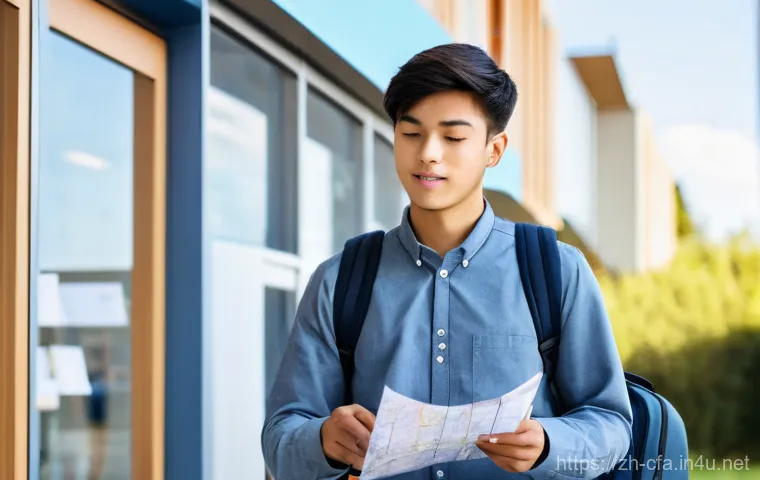 CFA 시험 환경에 대한 팁 - **Image Prompt 1: Exam Site Reconnaissance**
    A diligent young adult student, wearing casual and ...