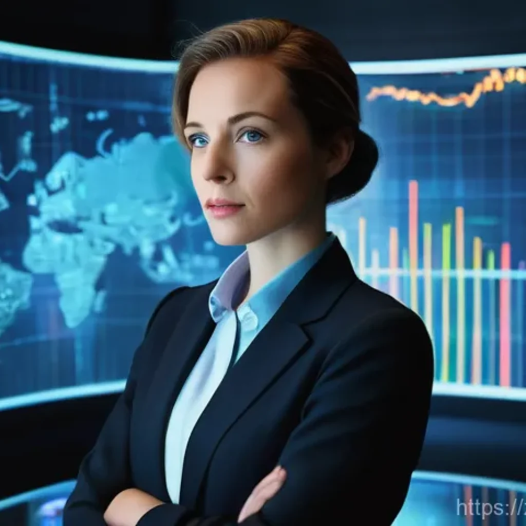CFA와 글로벌 주식 분석 - **Prompt:** "A visually stunning image depicting a female financial analyst, mid-30s, professionally...