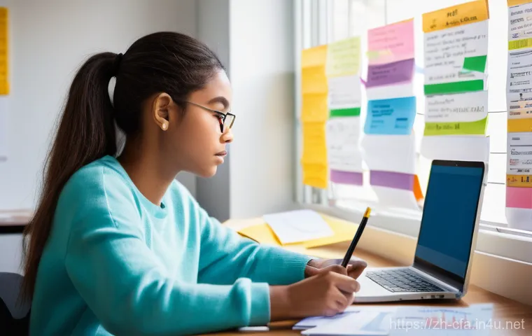 CFA 시험 과목별 공부 시간 배분 - **Prompt:** A focused and determined university student, wearing casual yet smart attire (like a swe...