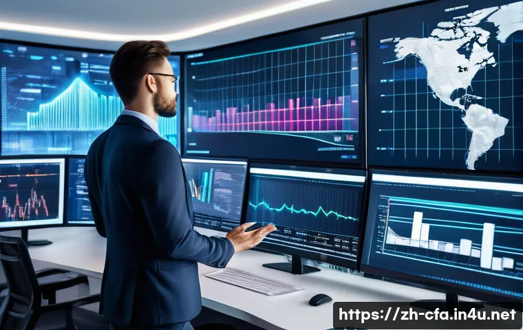 금융투자분석사의 경력 목표 설정 - **Prompt:** A highly skilled financial analyst, appearing dynamic and confident, stands in a sophist...